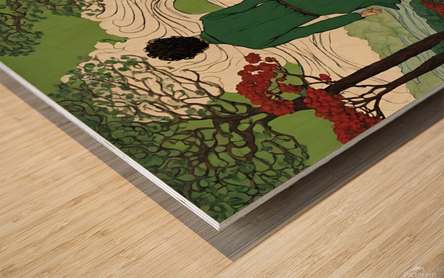 Man In the Swirling River Wood print