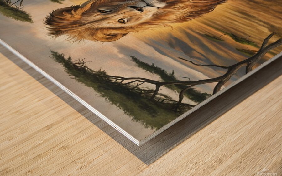 The greatness of the lion: a symbol of power and prestige Wood print