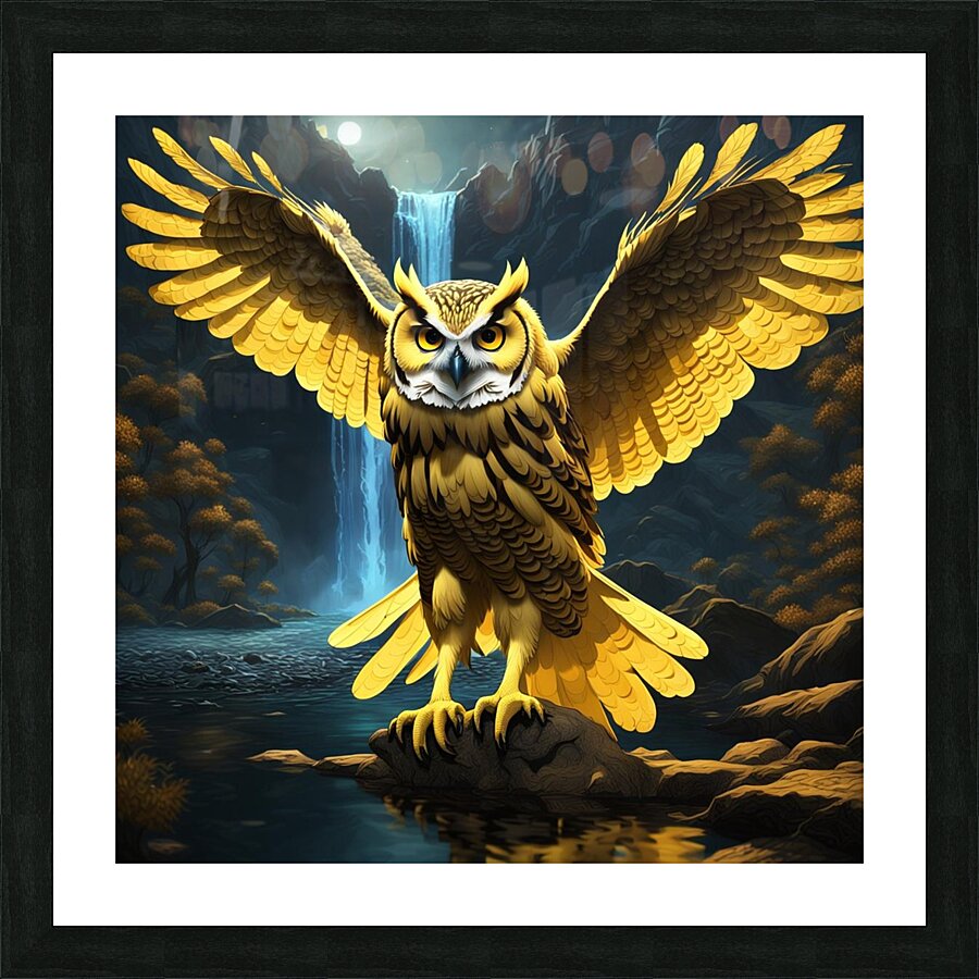 Owl Yellow Picture Frame print