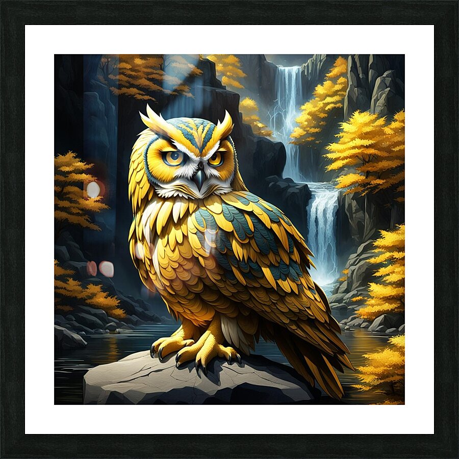 Owl Yellow Picture Frame print