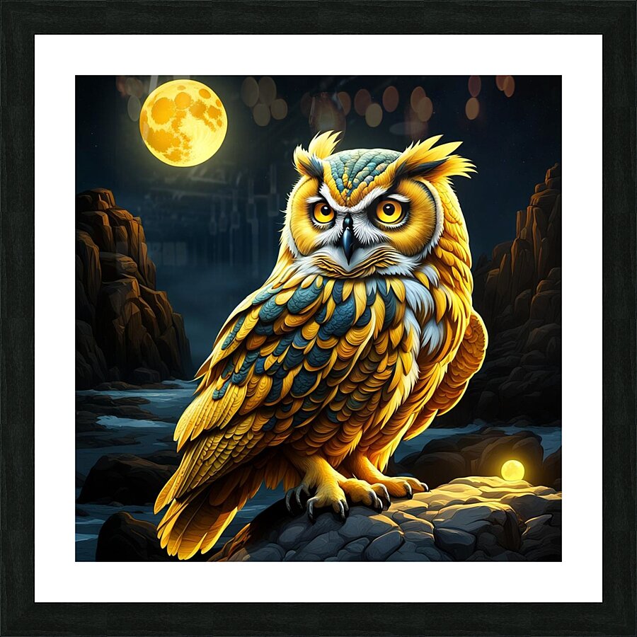 Owl Yellow Picture Frame print