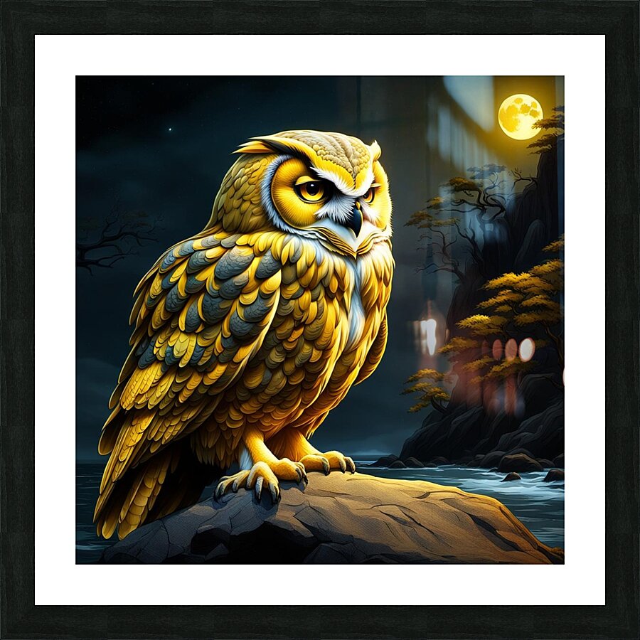 Owl Yellow Picture Frame print