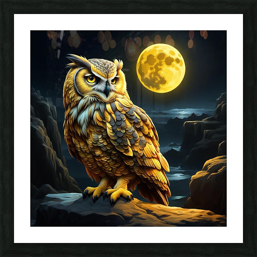 Owl Yellow Picture Frame print