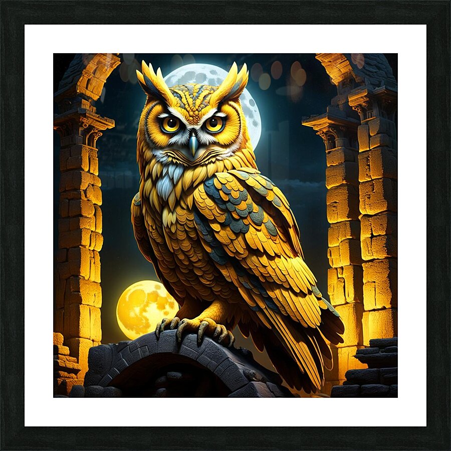 Owl Yellow Picture Frame print