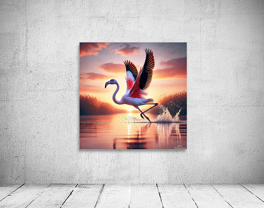Flamant prenant son envol Wall Preview