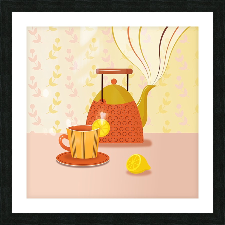 tea pot cup drawing Picture Frame print