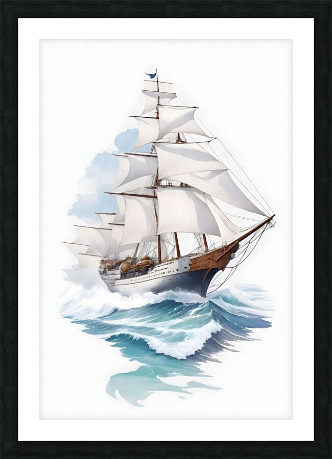 ship sail sea waves Picture Frame print