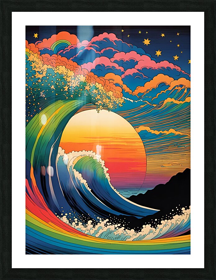 waves rainbow sea Picture Frame print