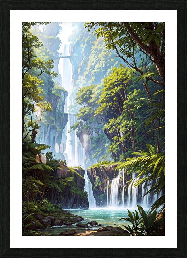 forest waterfall river jungle Picture Frame print
