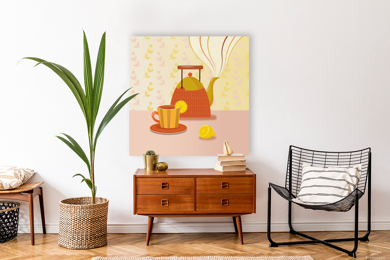 tea pot cup drawing Reproduction