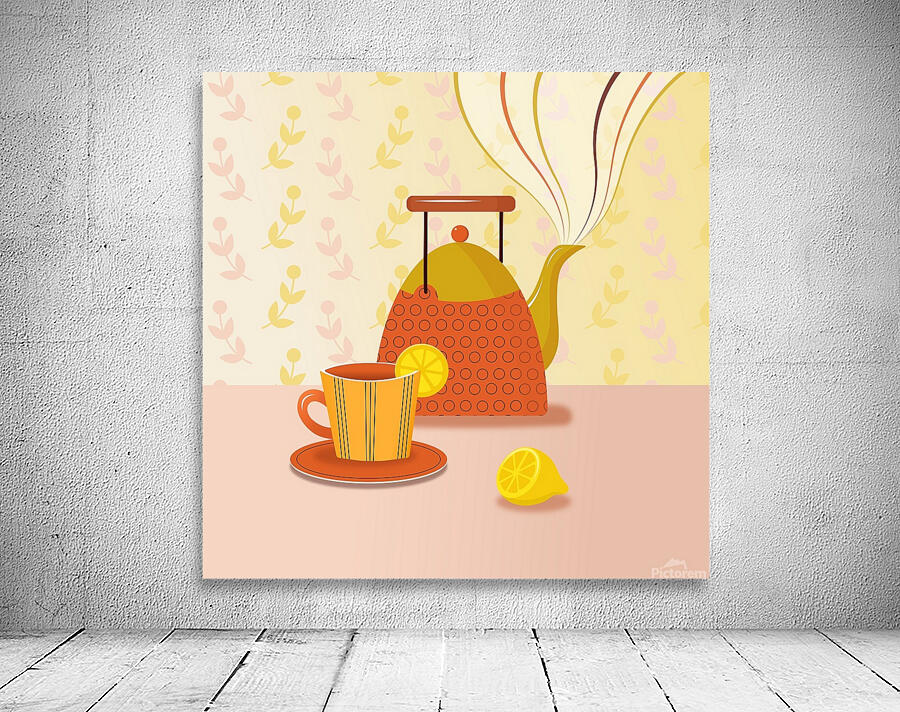 tea pot cup drawing Wall Preview