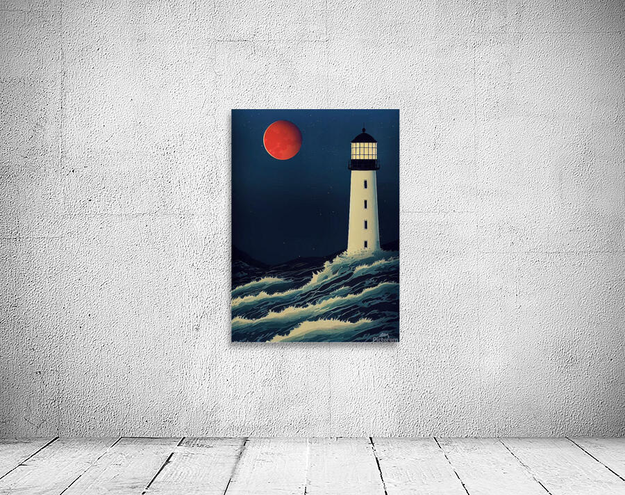 lighthouse lunar eclipse blood moon Wall Preview