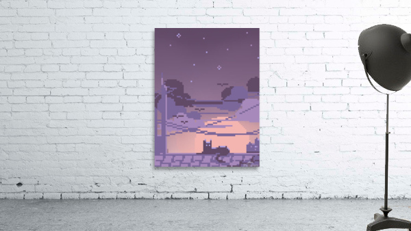 cat pixel art landscape Wall Preview