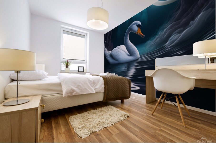 Midnight Swan Mural print