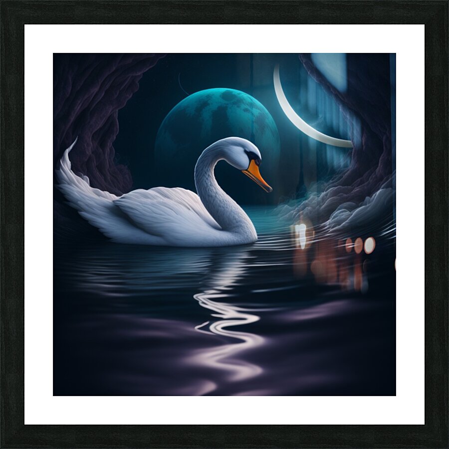 Midnight Swan Picture Frame print