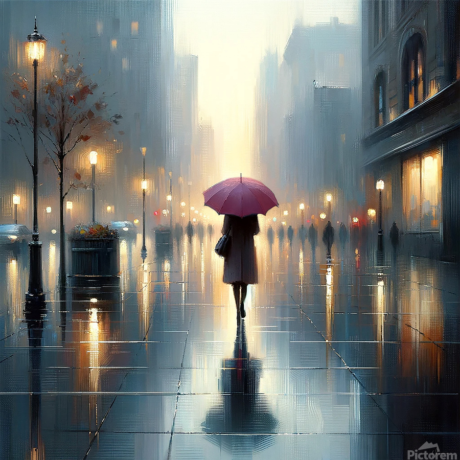 Umbrella,Reflection,Rain,Precipitation,Evening,Walking,Night