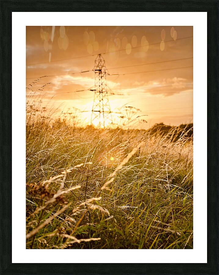 pylon at sunset Picture Frame print
