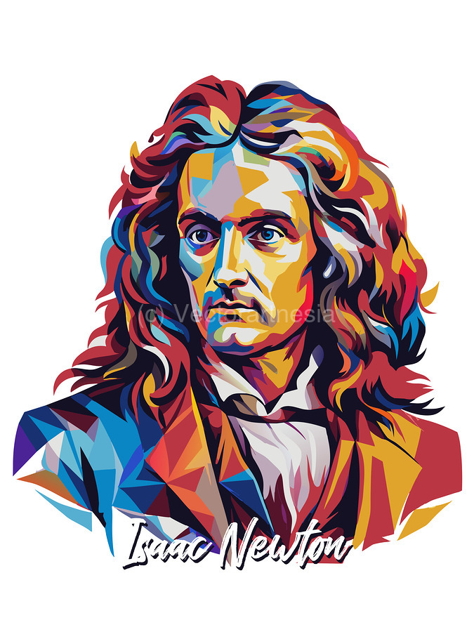 Isaac Newton Portrait Pop Art Wpap by Vectorartnesia Wall Art