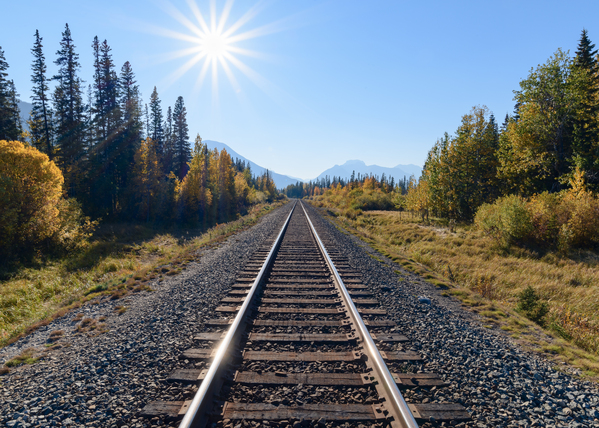 Banff Train tracks with sun 2 Digital Download