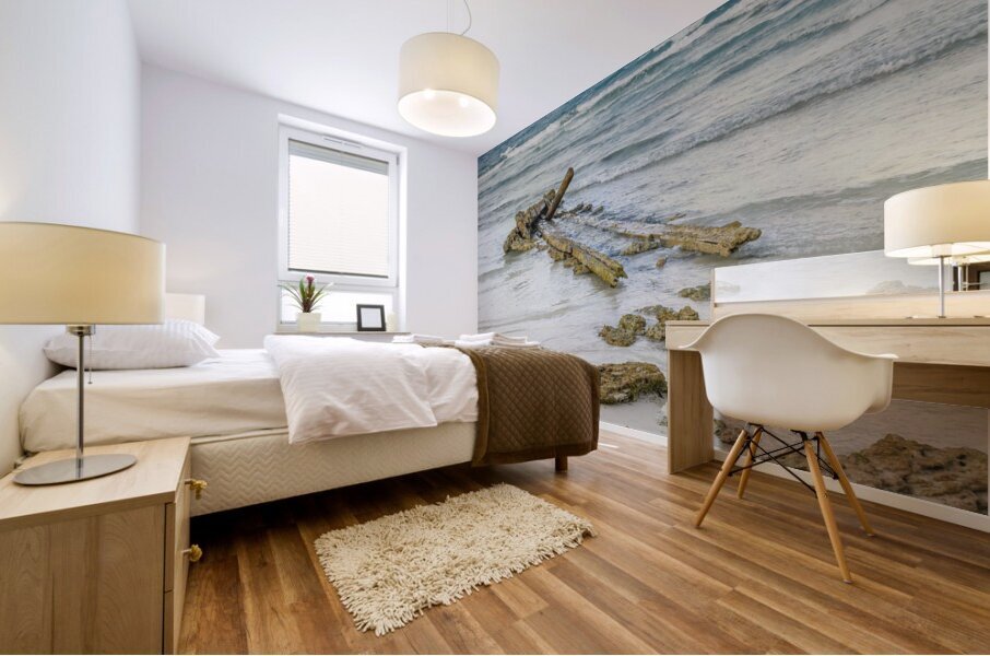 Cuban beach shipwreck Impression murale