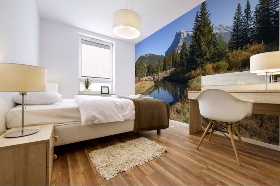 Bow River banks Banff mountains Mural print