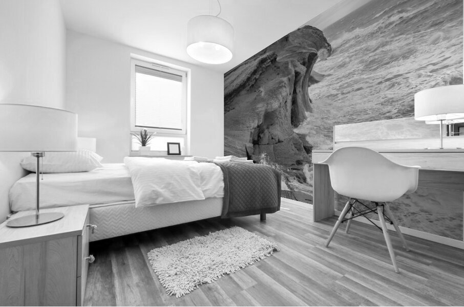 Iles De La Madeleine cliffs black and white Mural print
