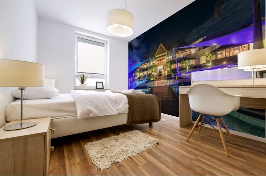 Resort pools at night Impression murale