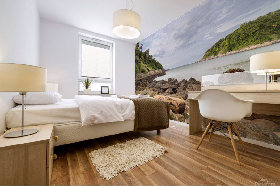 Ya-Nui beach with island view Mural print