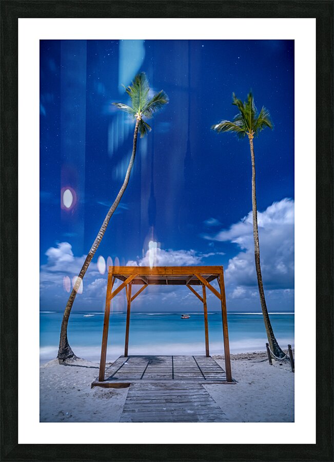 palmtrees beach night Picture Frame print
