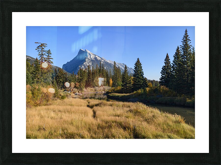 Banff Bow river banks mountains 2-8 Picture Frame print