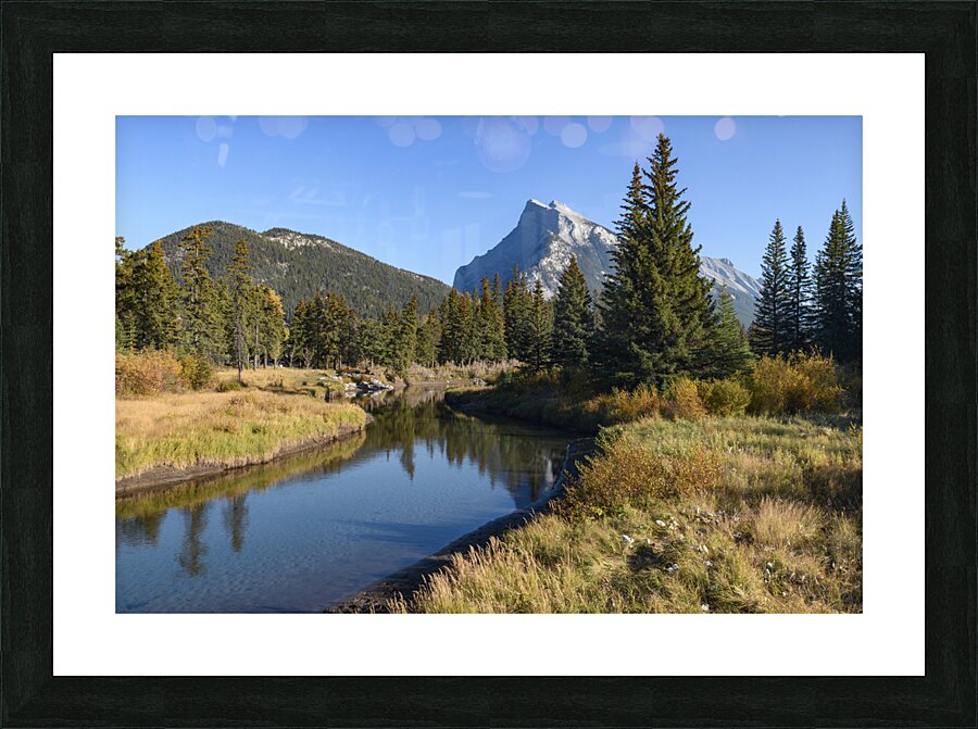 Bow River banks Banff mountains Picture Frame print