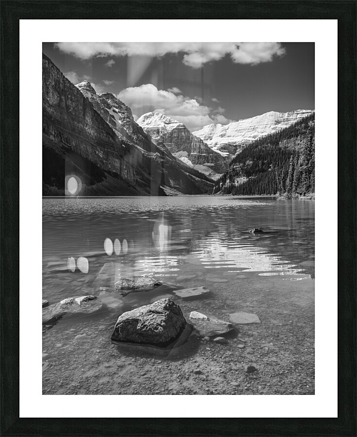 Lake Louise in black and white Picture Frame print