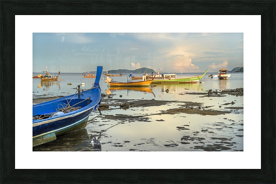 Rawai beach fishing boats & longtails Picture Frame print