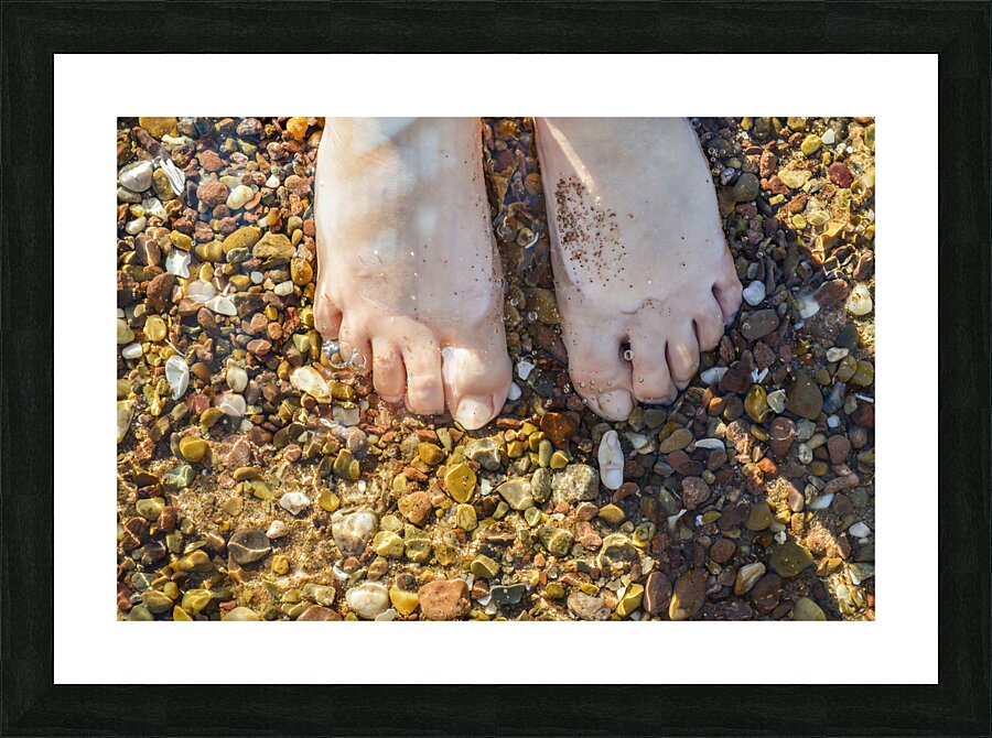 Wading toes in the ocean water Picture Frame print
