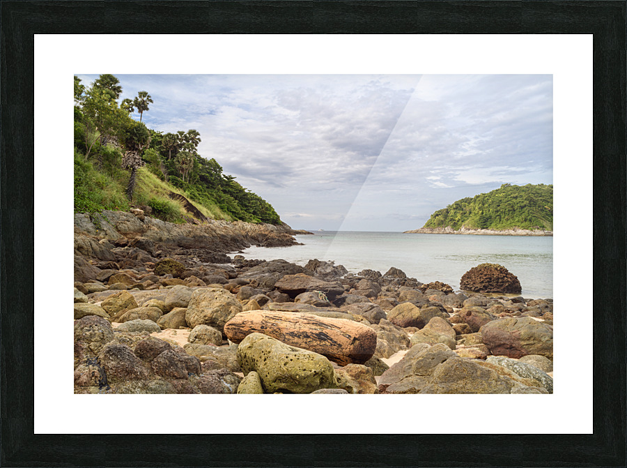 Ya-Nui beach with island view Picture Frame print