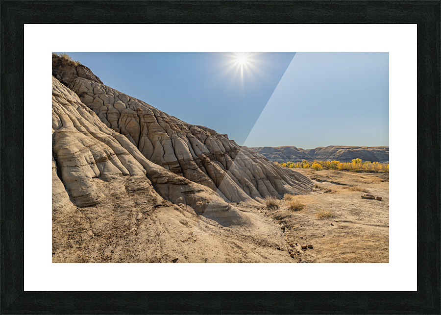 Hoodoos hills with sun Picture Frame print