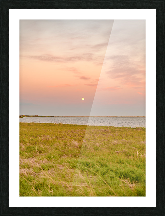 Isle De Madeleine moonrise at sunset  2 Picture Frame print