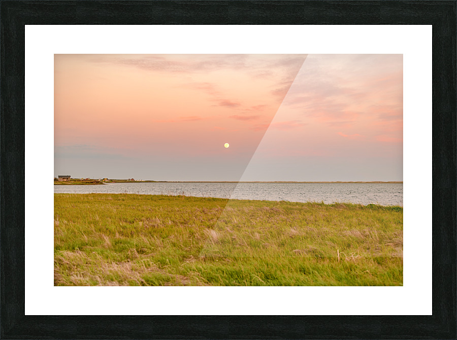 Isle De Madeleine moonrise at sunset Picture Frame print