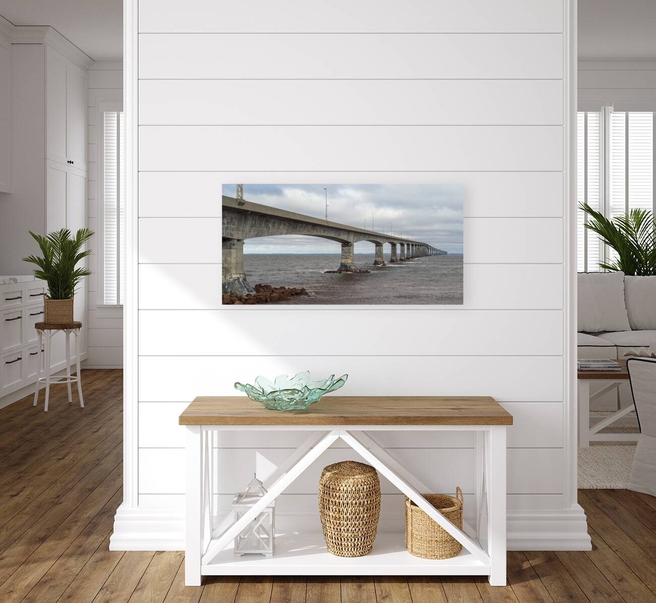 Confederation bridge wide view cloudy Reproduction