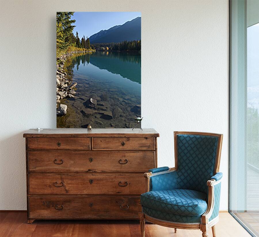 Bow River Banff with mountains 2-2 Reproduction