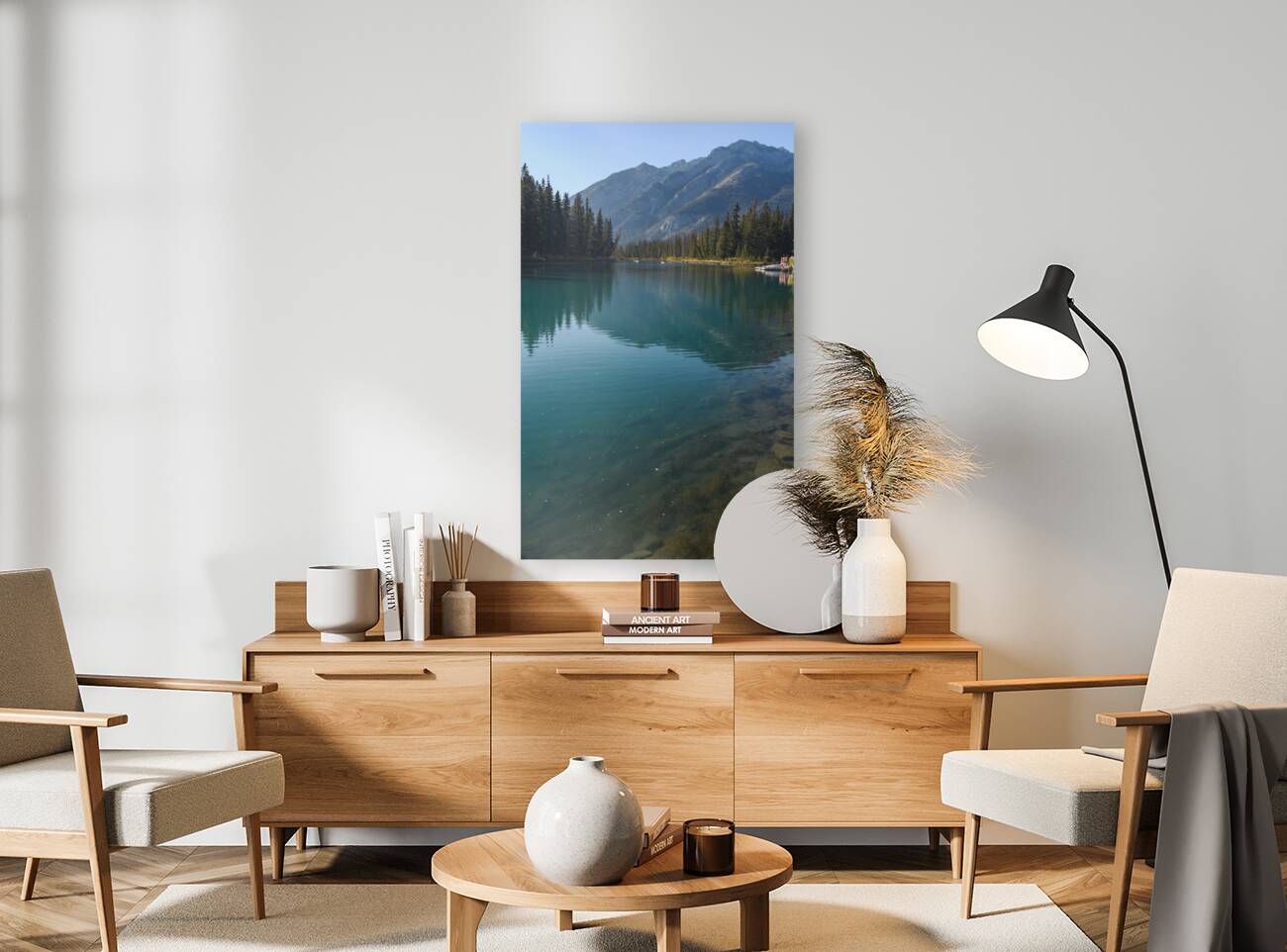 Banff Bow River mountains 2-3 Reproduction