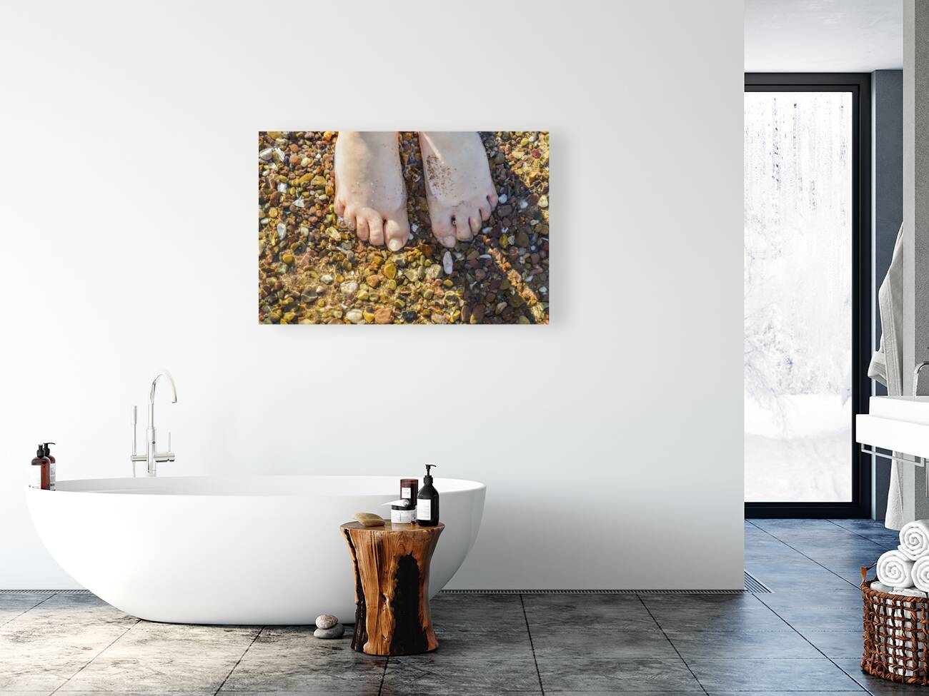 Wading toes in the ocean water Reproduction