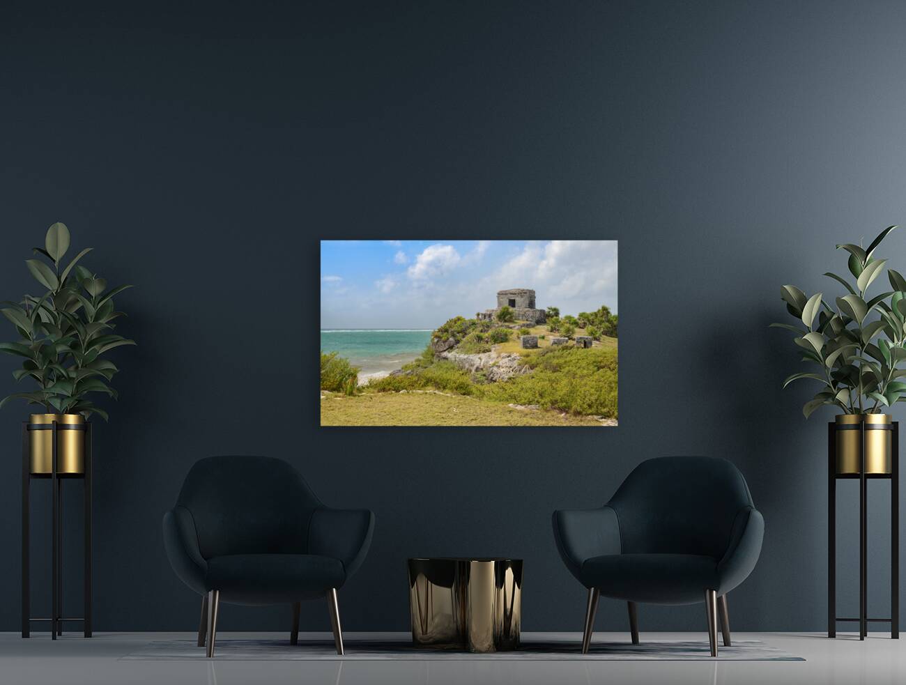 Tulum Ruins on Cliff Reproduction