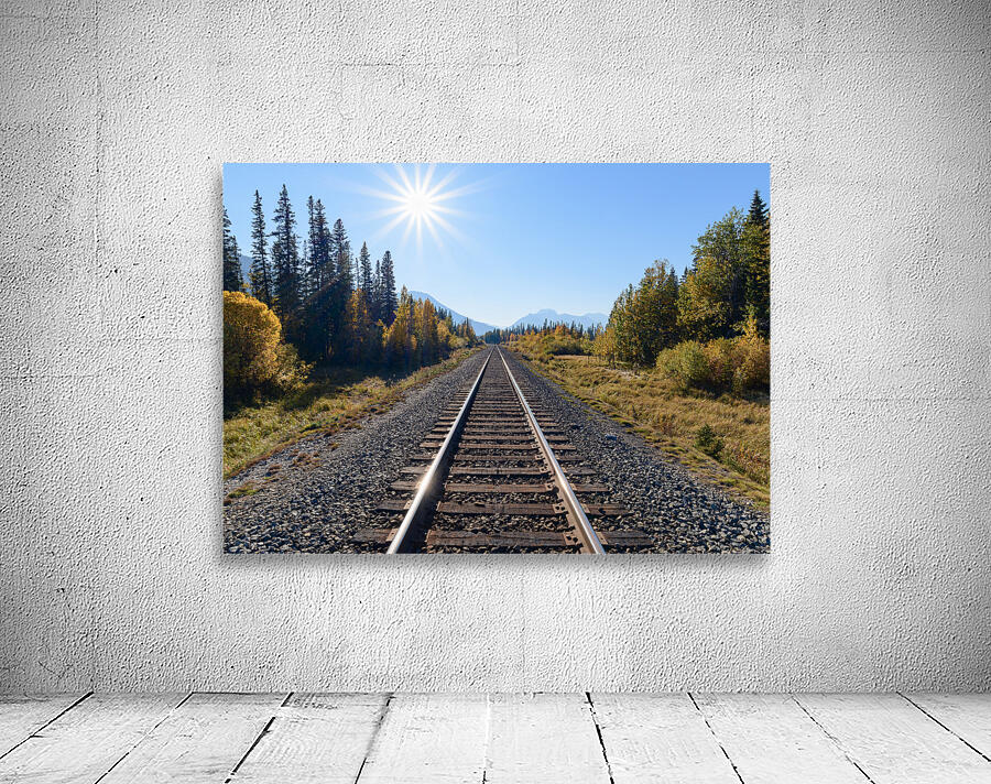 Banff Train tracks with sun 2 Wall Preview