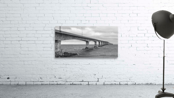 Confederation bridge in black and white wide view PEI Wall Preview