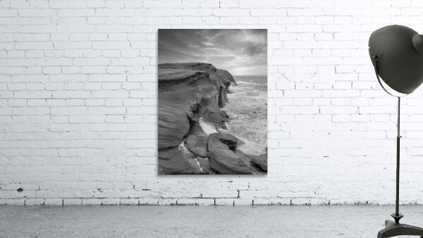 Iles De La Madeleine cliffs black and white Wall Preview