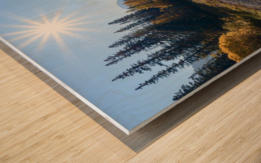 Banff train tracks with sun mountains 3 Impression sur bois