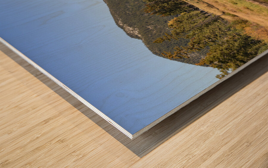 Bow River banks Banff mountains Wood print