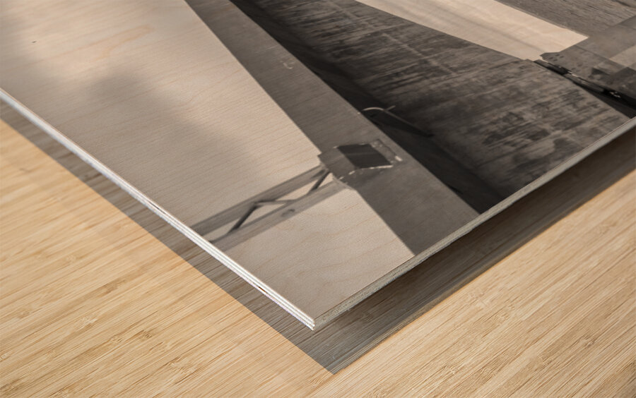 Confederation bridge in black and white wide view PEI Wood print