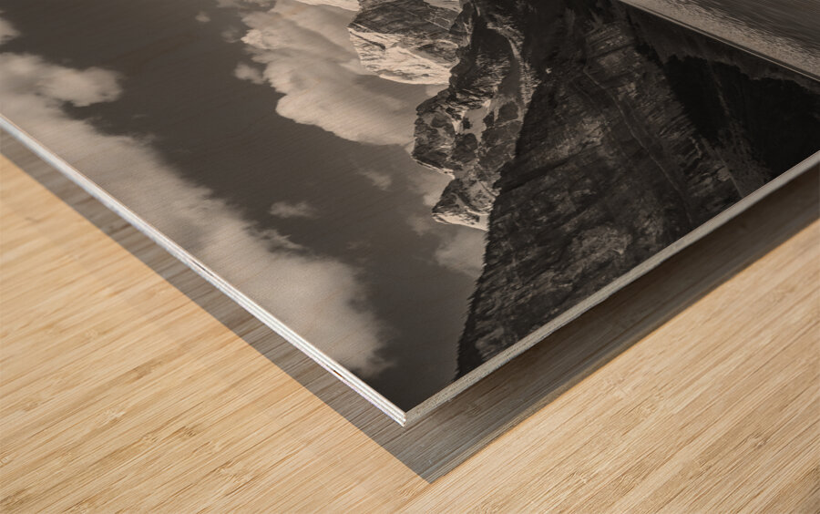 Lake Louise in black and white Wood print